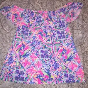 Lilly Pulitzer off-the-shoulder printed tee